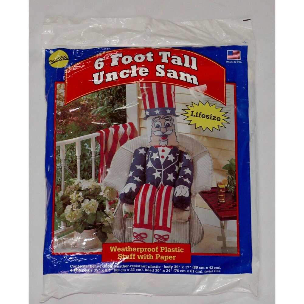 Sun Hill USA Made 6' Six Foot Tall Uncle Sam Patriotic Yard Art NOS